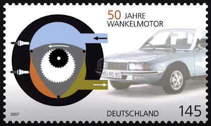 Briefmarke zum Wankel-Jubilum: "50 Jahre Wankelmotor" feiert die Post ab sofort mit dieser Sonderbriefmarke